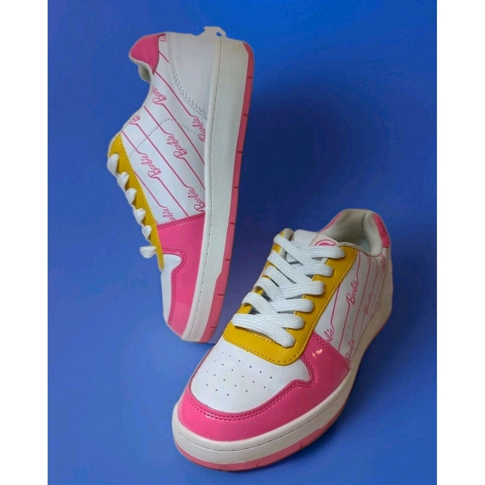 Barbie Womens Sneakers Size 8 Pink Yellow White Lace Up Y2K Barbiecore Shoes - Picture 10 of 11